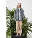 Unisex Jacket Casual Denim Jacket Men's and Women's Polo Collar Top Coat